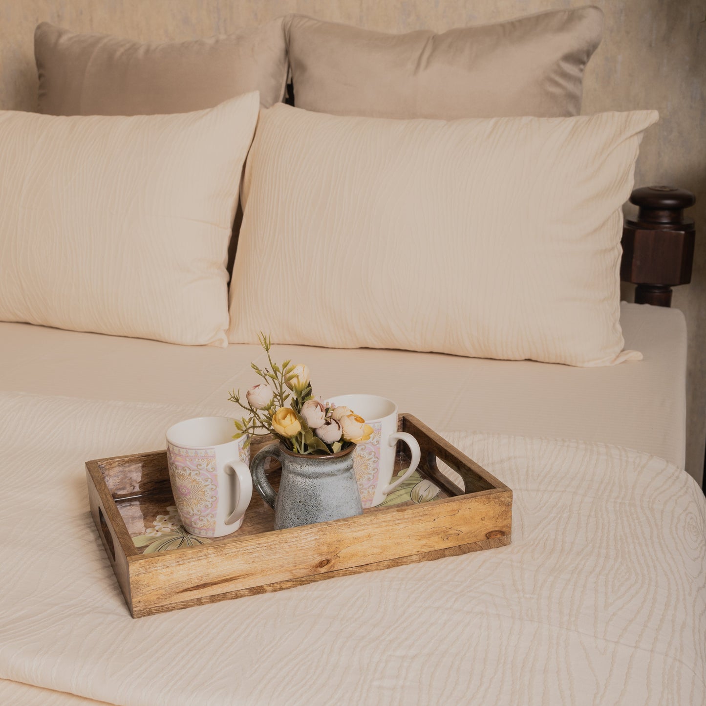 PREMIUM LINEN-WEAVING  BEDSPREAD 4PCS SET [B0004]