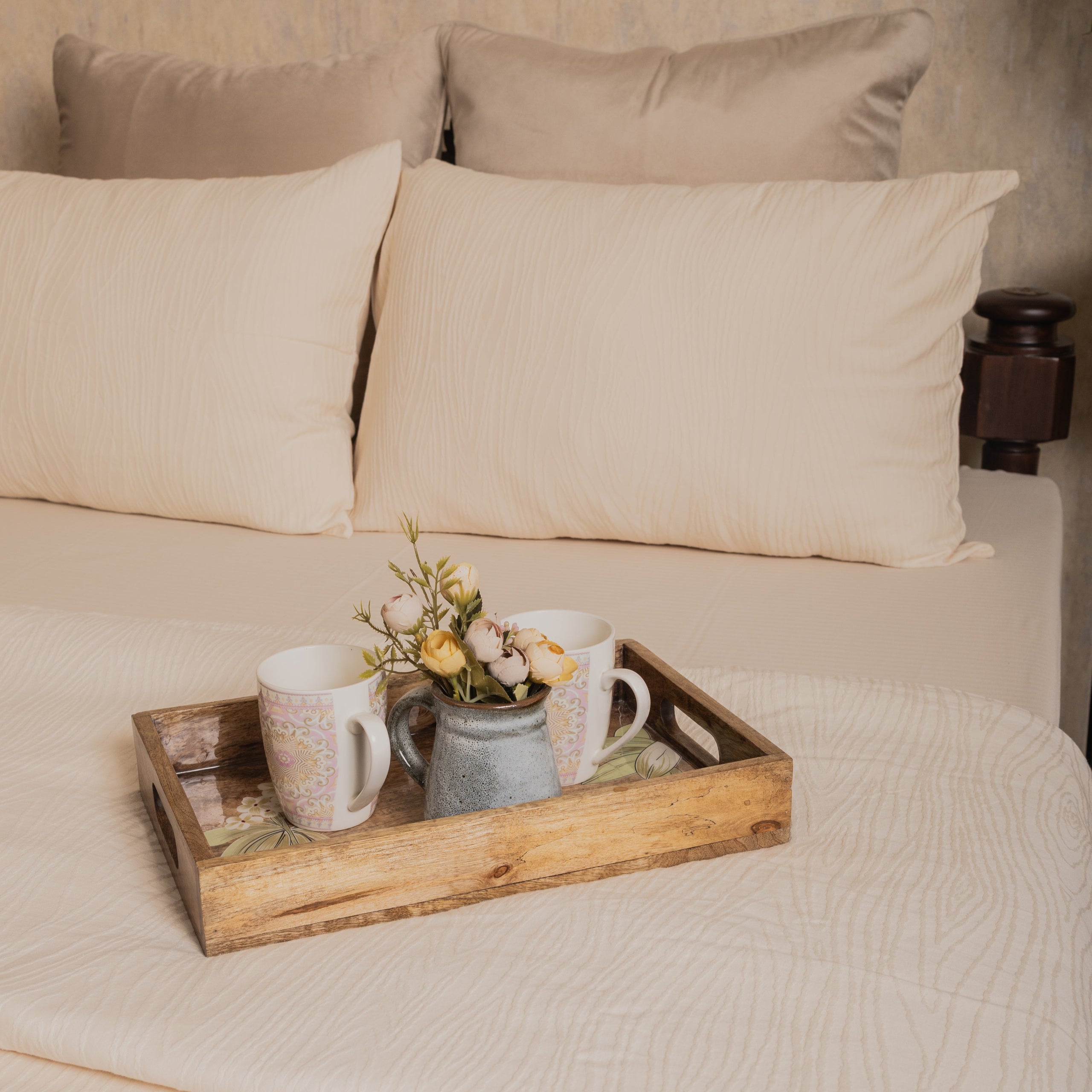 PREMIUM LINEN-WEAVING  BEDSPREAD 4PCS SET [B0004]