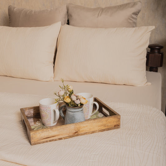 PREMIUM LINEN-WEAVING  BEDSPREAD 4PCS SET [B0004]