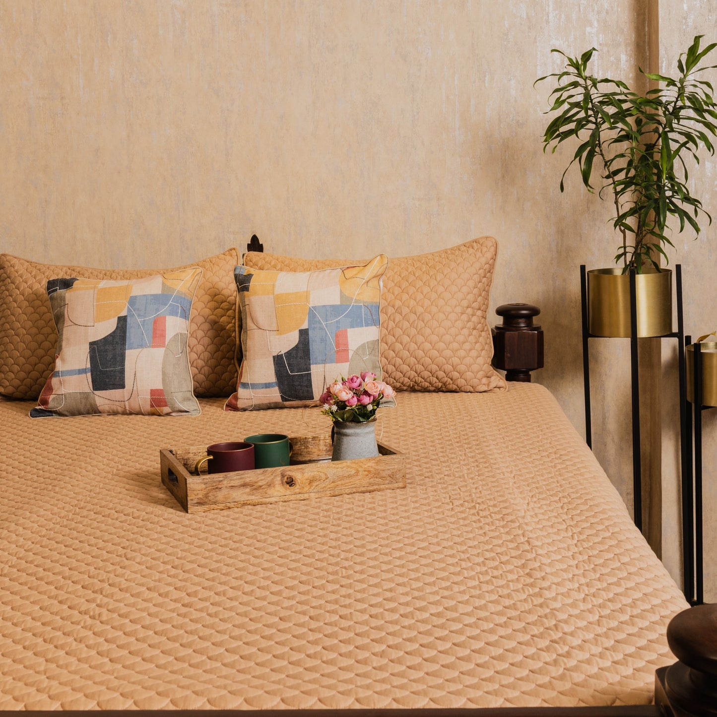 Quilted cotton bedcover 5 pcs set [B0021]