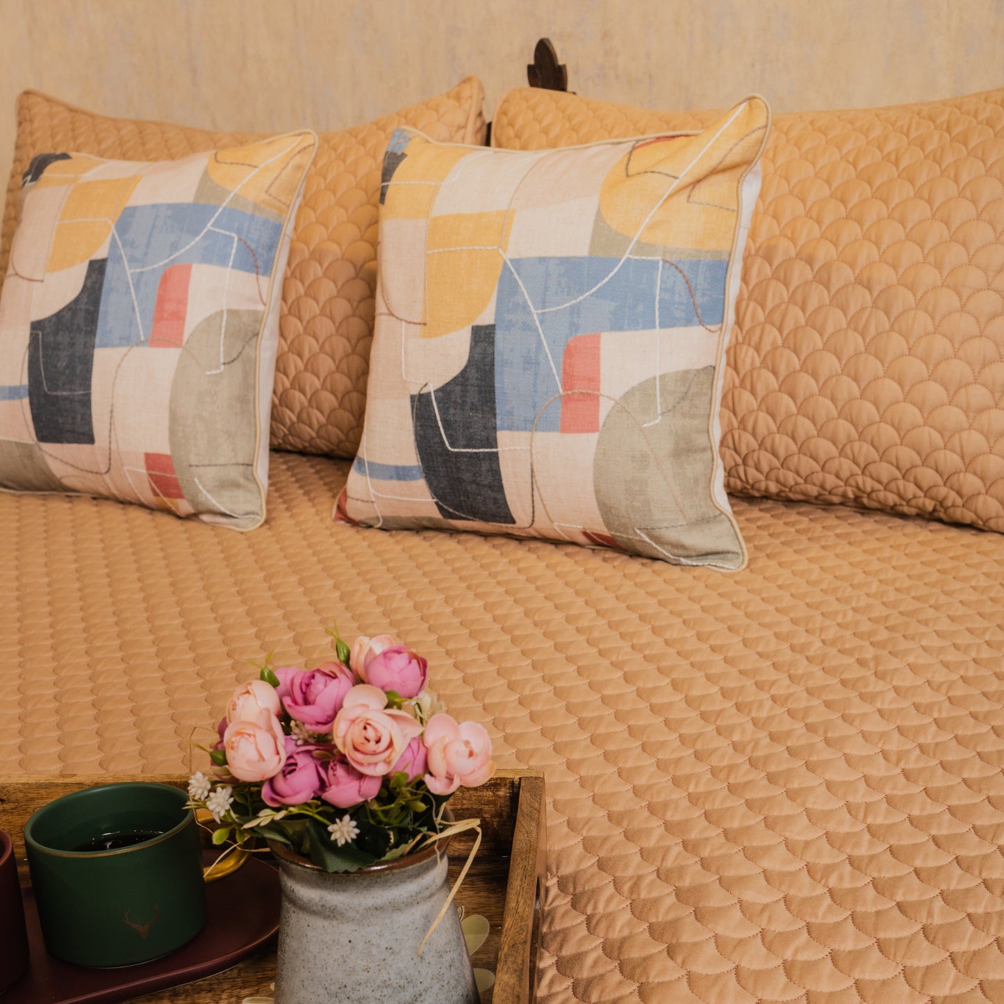 Quilted cotton bedcover 5 pcs set [B0021]