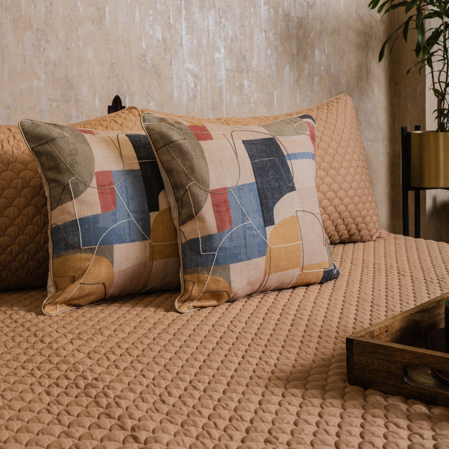 Quilted cotton bedcover 5 pcs set [B0021]