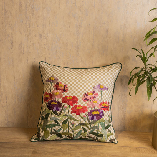 Multicolored thread embroidered  cushion cover(18x18) [Cc0012]