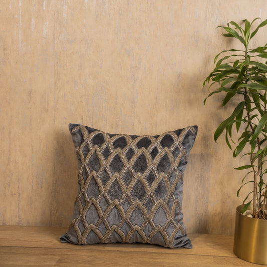 VELVET BEADED CUSHION COVER (18X18) [Cc0042]