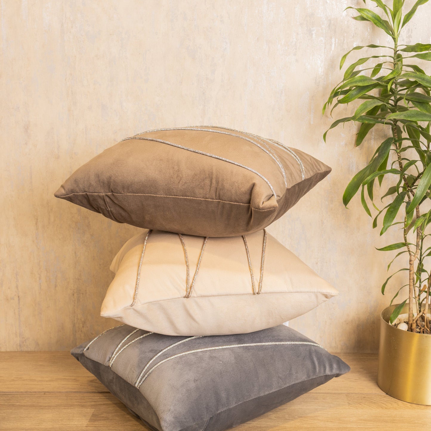 VELVET GLITTER ROPE CUSHION COVER(16x16) [Cc0007]