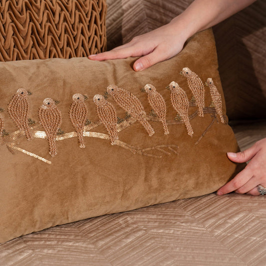 EMBROIDERED DECO VELVET CUSHION COVER (14X22) [Cc0003]