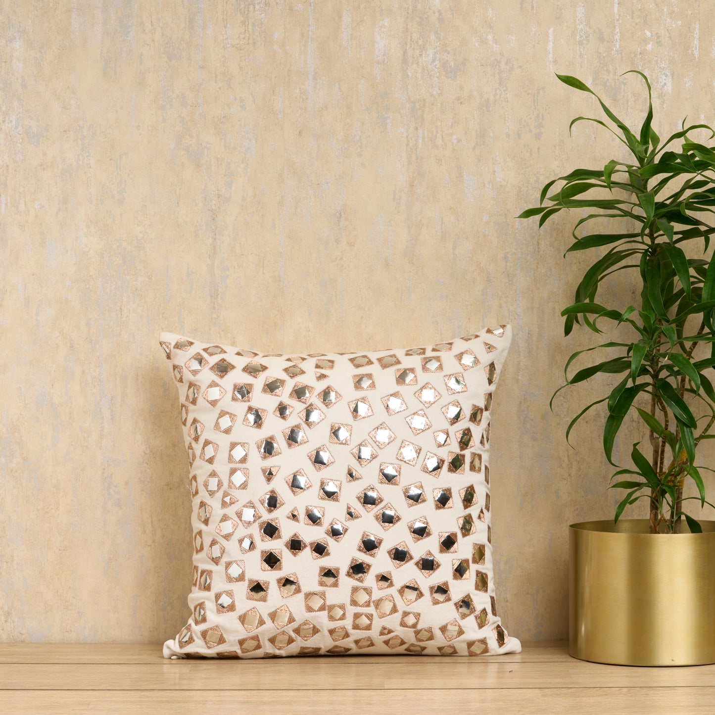 MIRROR WORK CUSHION COVER(18X18) [Cc0009]