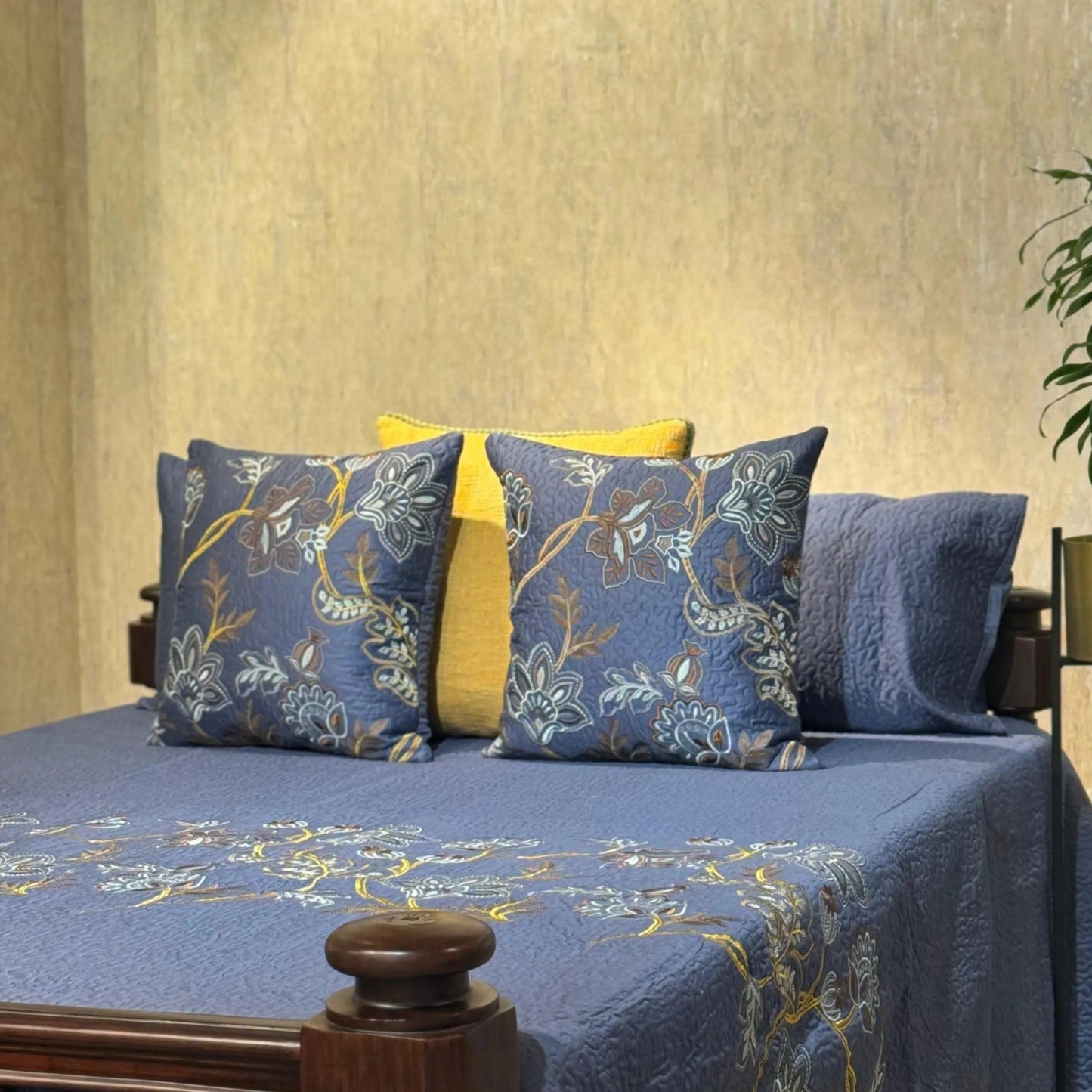 PREMIUM COTTON MULTITHREAD EMBROIDERY BEDCOVER 5PC SET [B0008]