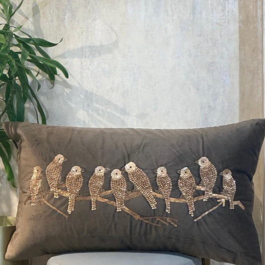 EMBROIDERED DECO VELVET CUSHION COVER (14X22) [Cc0049]