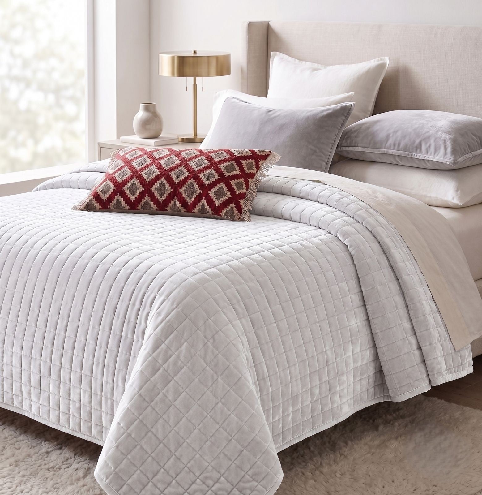Premium Velvet Quilted Bed Cover 3pcs Set [B0028] | 40% OFF